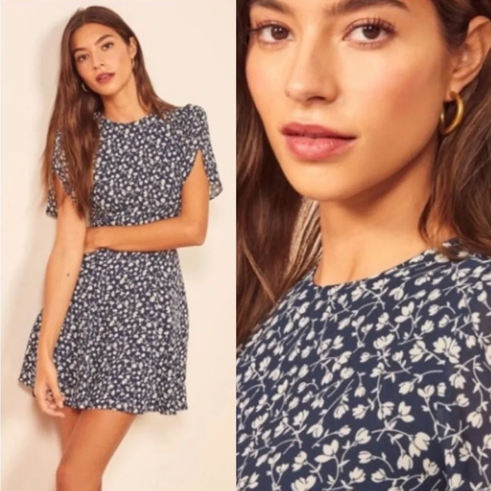 Reformation Violette Floral Elyse Mini Dress Size 2 - Picture 6 of 13